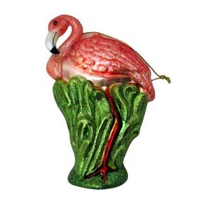 Flamingo Bird Glass Christmas Ornament Decoration
